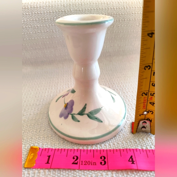 Vintage Porcelain Candle Holder with purple followers. - Picture 7 of 8